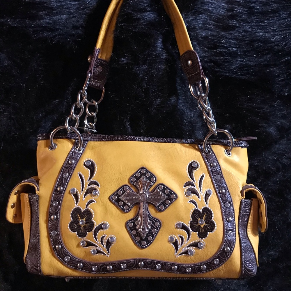 Blingy Cross Yellow Handbag